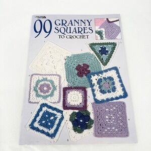 Leisure Arts 99 Granny Squares To Crochet Pattern Book VTG Crafting Blankets